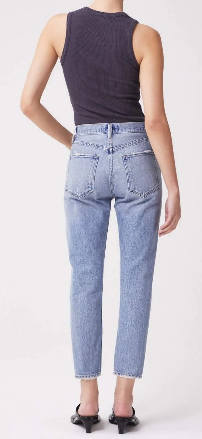 $ 198 AGOLDE Riley High Rise Straight Crop Jeans in Escalate Size 27 A056E-12062