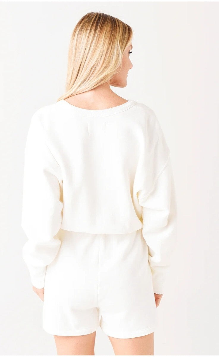 Citizens of Humanity Women's Cream LouLou 100% Cotton Fleece Jumpsuit Romper SM3