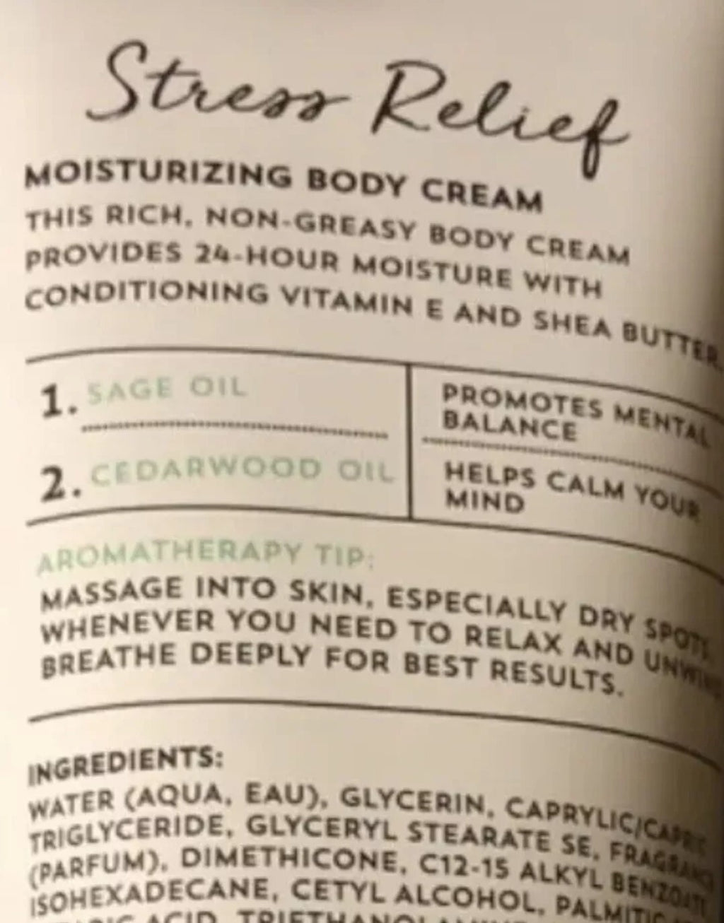 BATH & BODY WORKS Sage Cedarwood Aromatherapy Moisturizing Body Cream 8 Oz.1