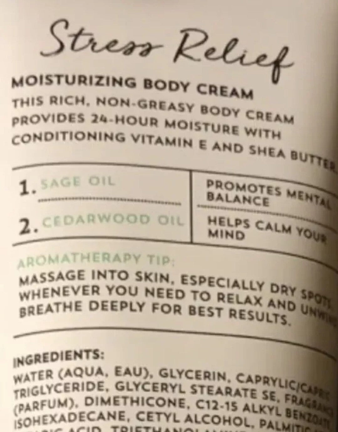 BATH & BODY WORKS Sage Cedarwood Aromatherapy Moisturizing Body Cream 8 Oz.1