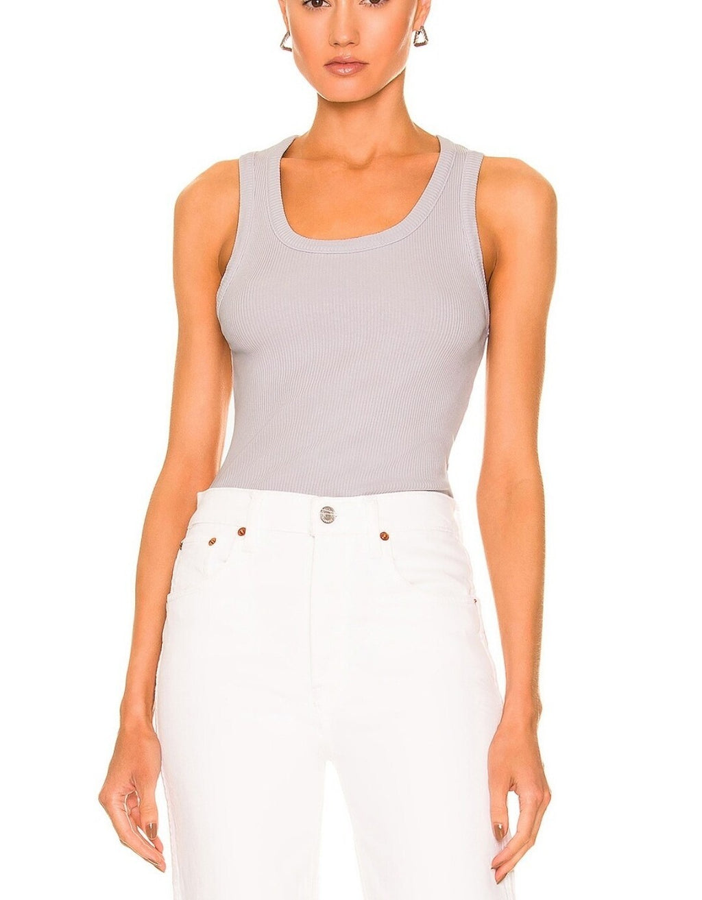 AGOLDE Poppy Scoop Rib Cotton Neck Tank Top Frosting NWT Sm $980
