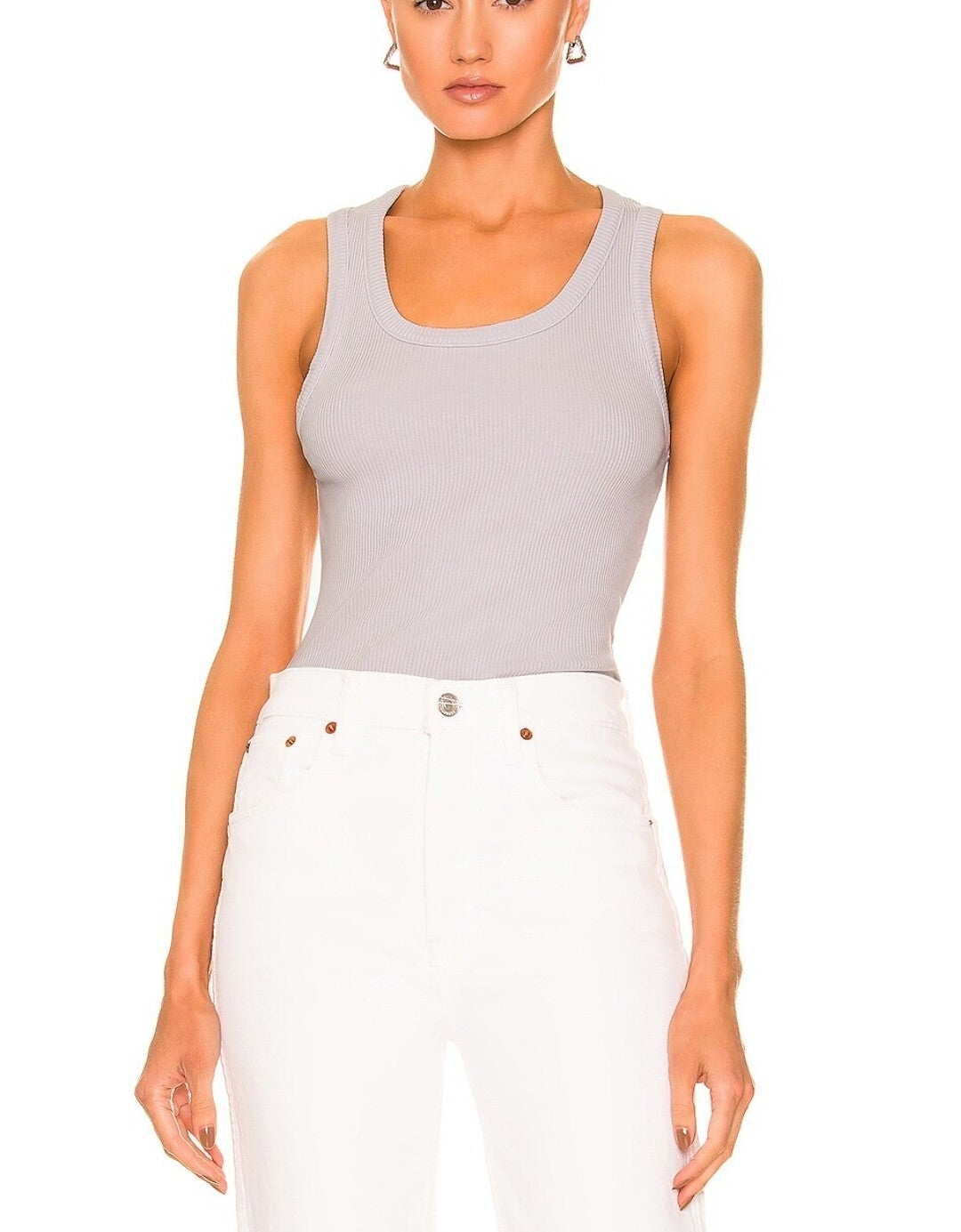 AGOLDE Poppy Scoop Rib Cotton Neck Tank Top Frosting NWT Sm $980