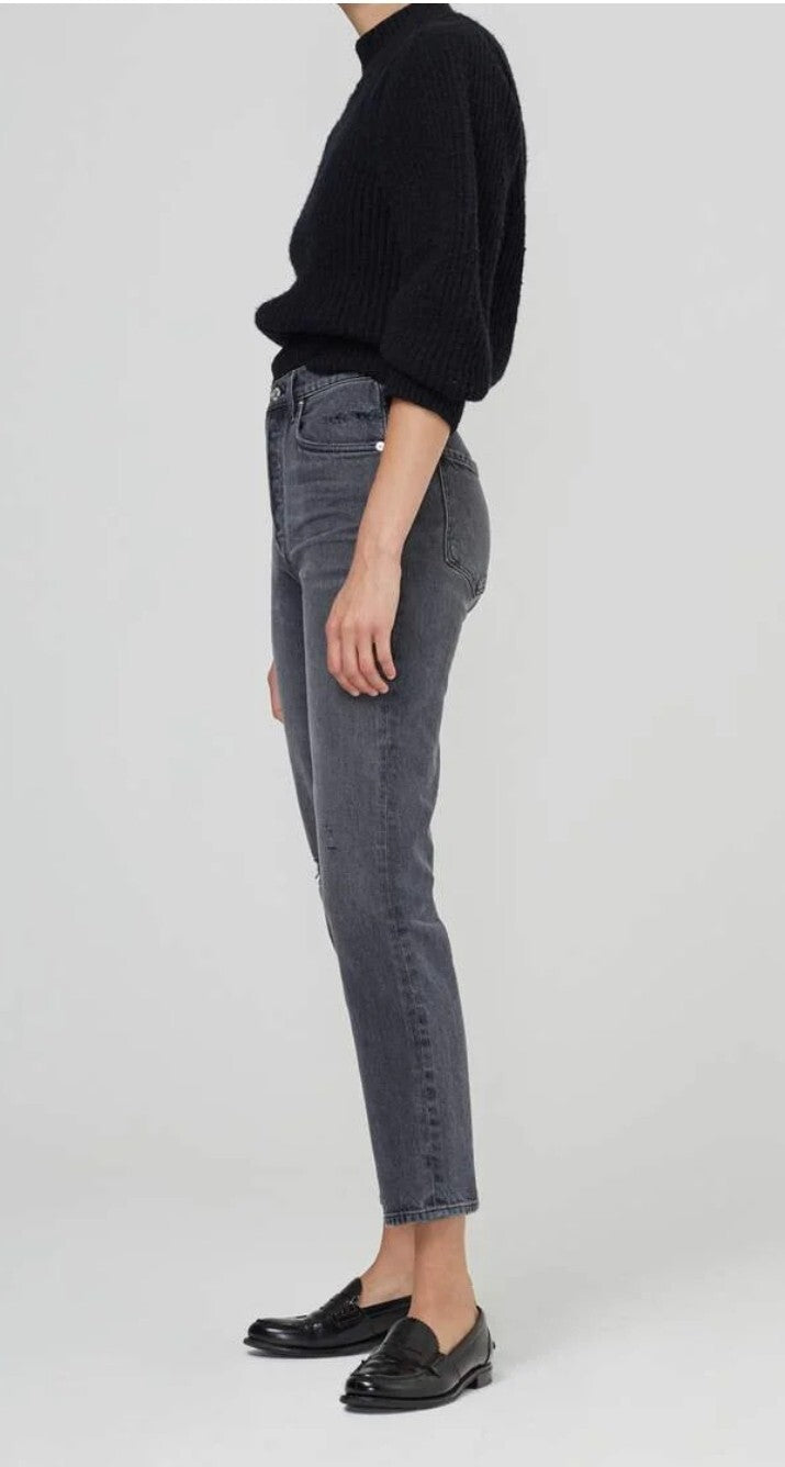 Citizens of Humanity Jolene High Rise Vintage Slim Secrets Sz 27 $218 Black1