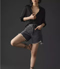 Citizens of Humanity COH ELLE SHORT Black Distressed Cut Off Jean Neutron Sz 270