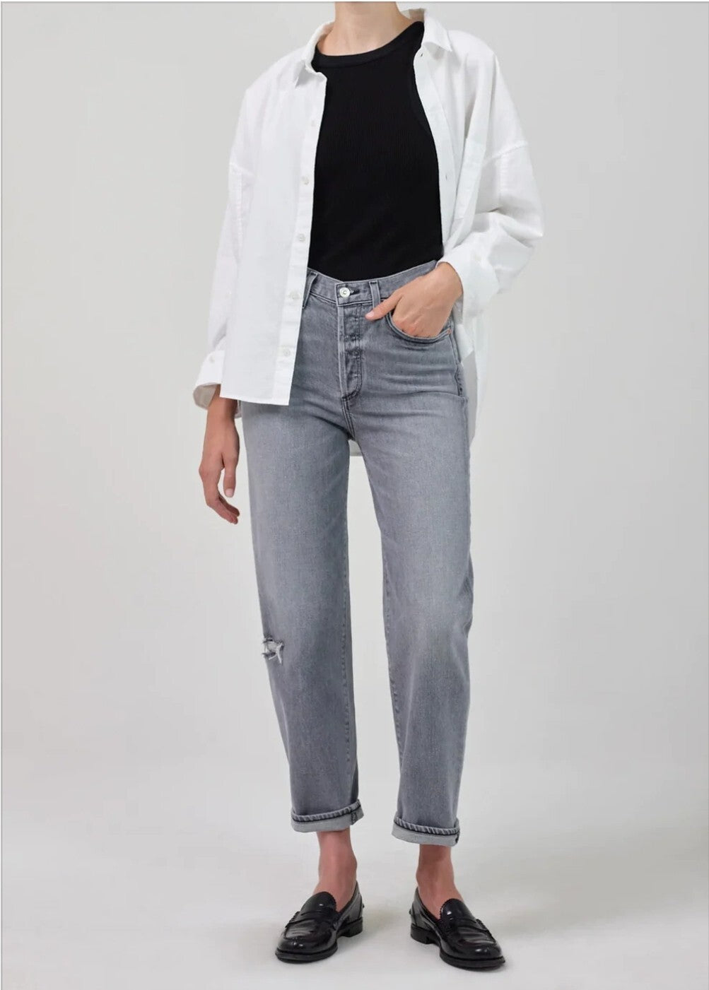 Citizens of Humanity Dylan Rolled Crop Jeans in Sleepless Sz 27 Gray COH 1