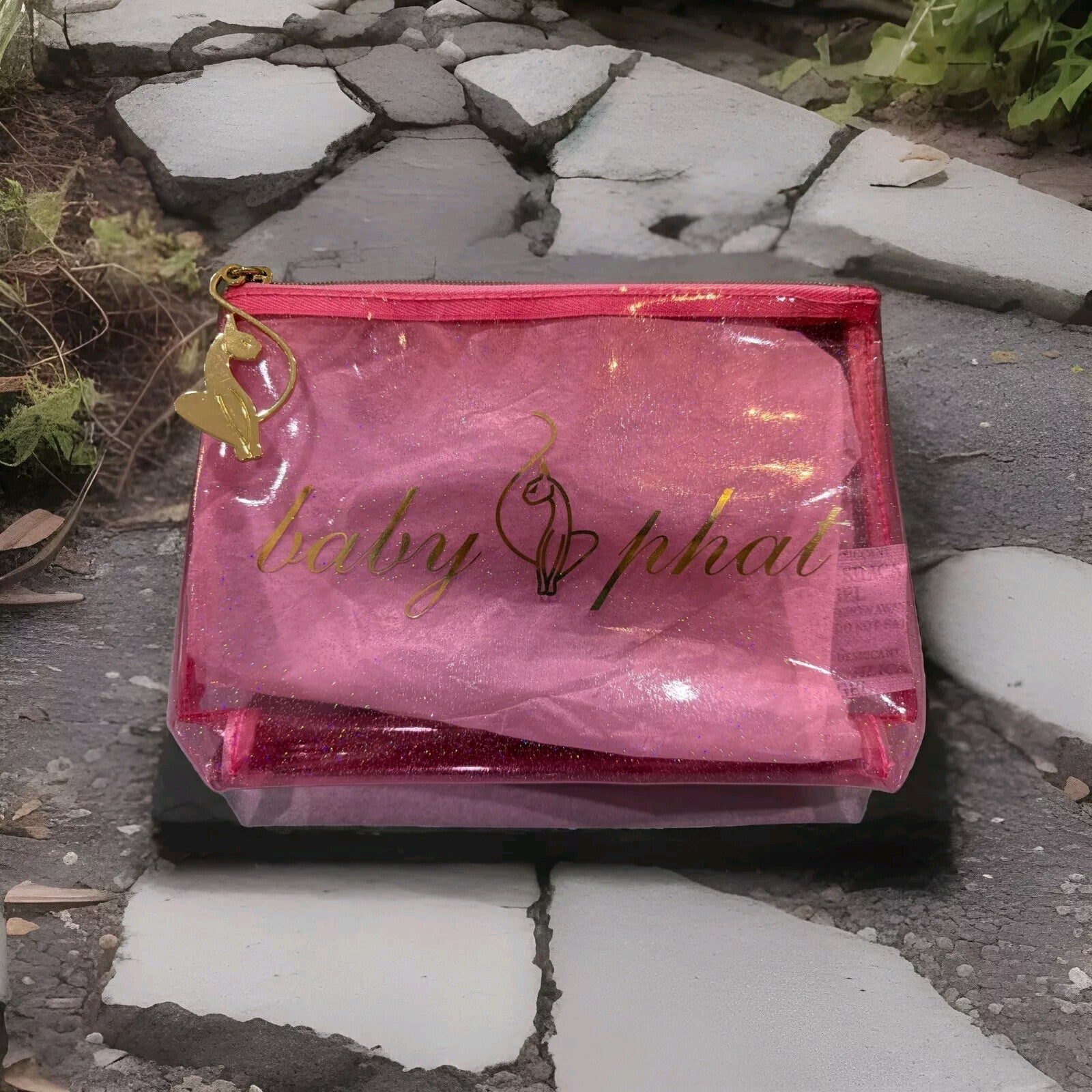 Lot Of 10 Y2k Baby Phat Pink Makeup Small Zip Bag Gold Cat  Logo Zipper Glam 0