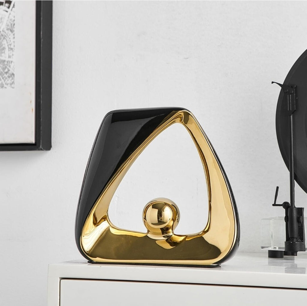 Abstract Gold & Black Decorative Sculpture Art Deco 80's Vibe Modern Piece 0