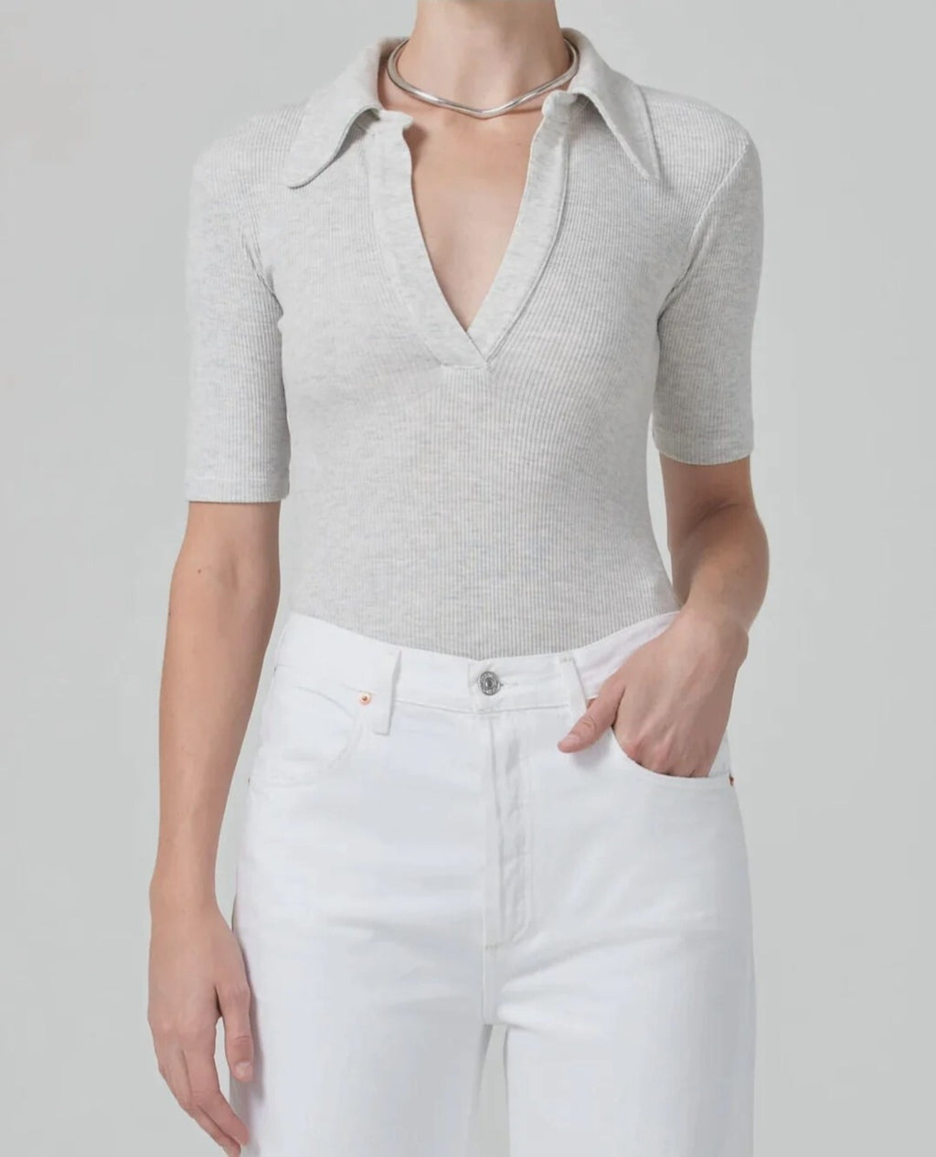 Anthropologie COH Citizens Of Humanity Liu Bodysuit Sz SM Heather Grey 9283-14470