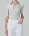 Anthropologie COH Citizens Of Humanity Liu Bodysuit Sz SM Heather Grey 9283-14470