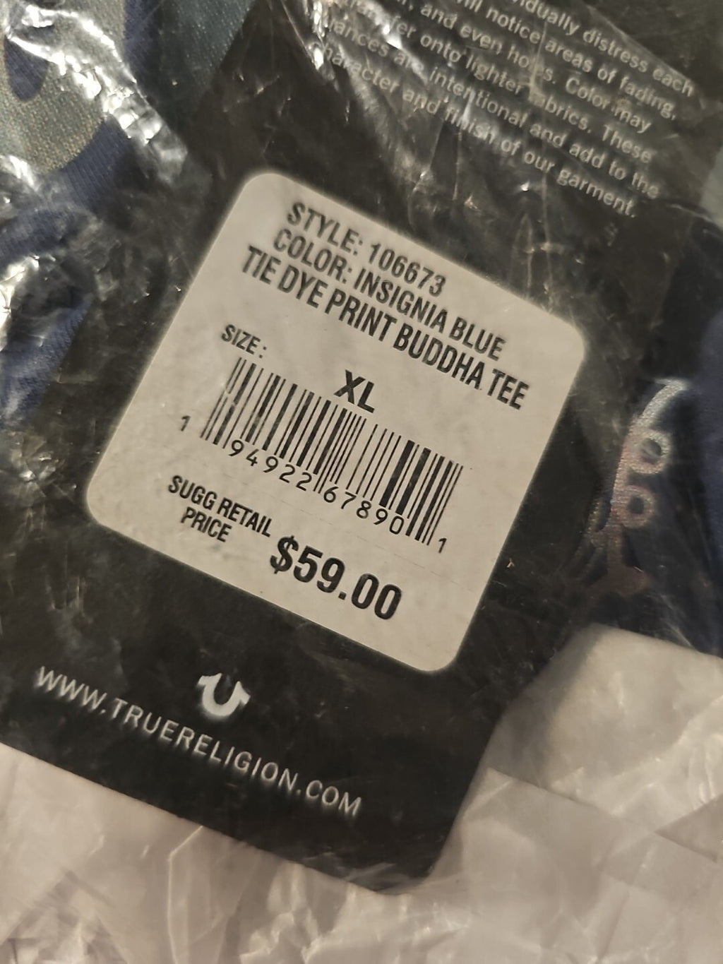 NWT Men’s True Religion Buddha Blue Short Sleeve T-Shirt Size XL1