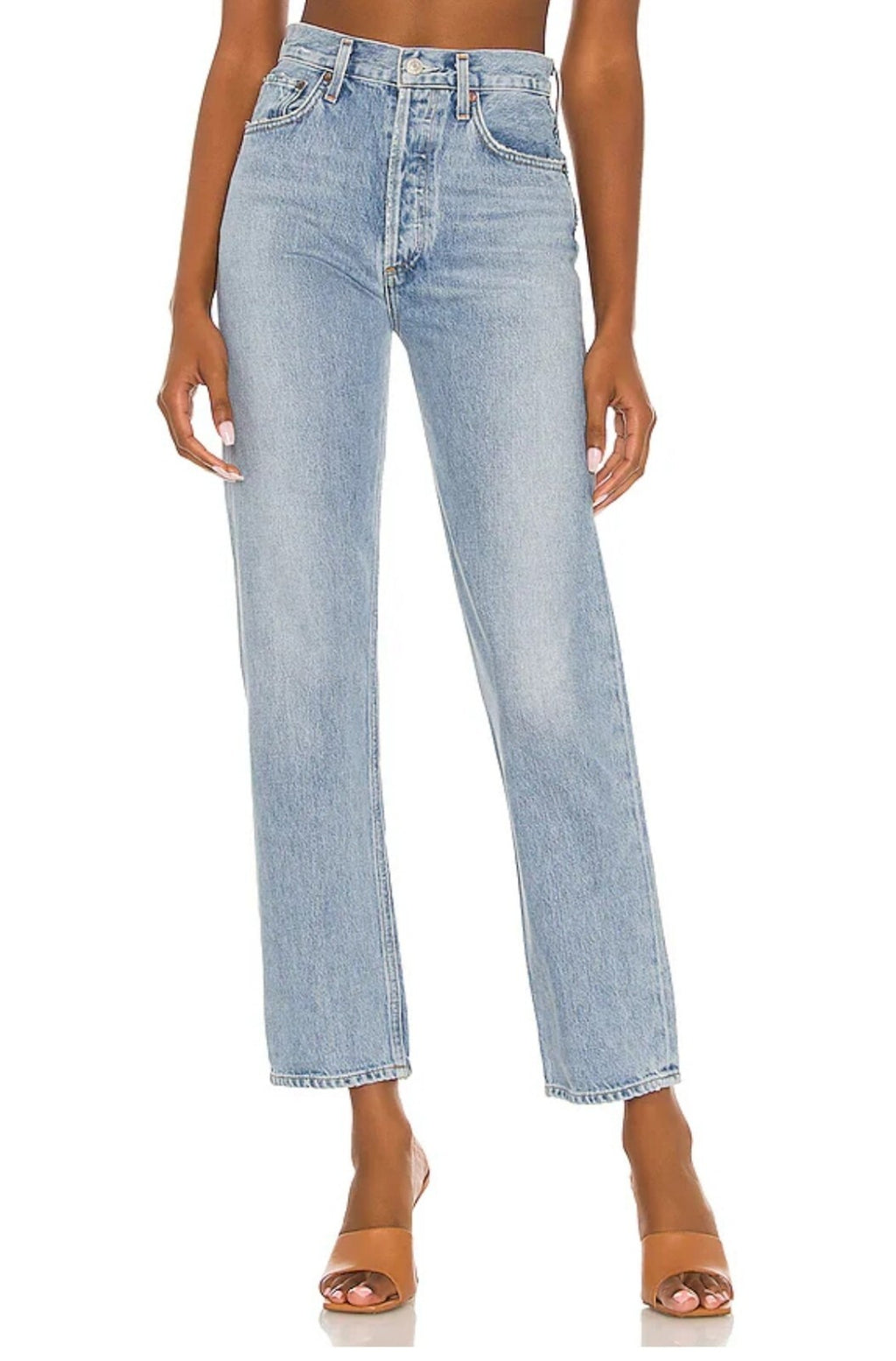 NWOT Agolde 90's Pinch Waist High Rise Straight Jeans In Soundwave Sz 31 90s 0