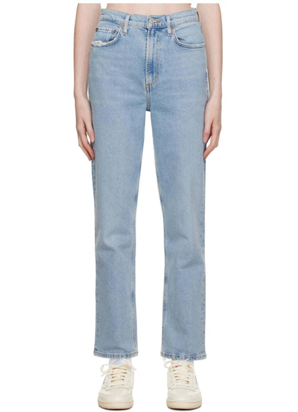 AGOLDE Stovepipe High-Rise Straight Jeans light blue Sz 27 0