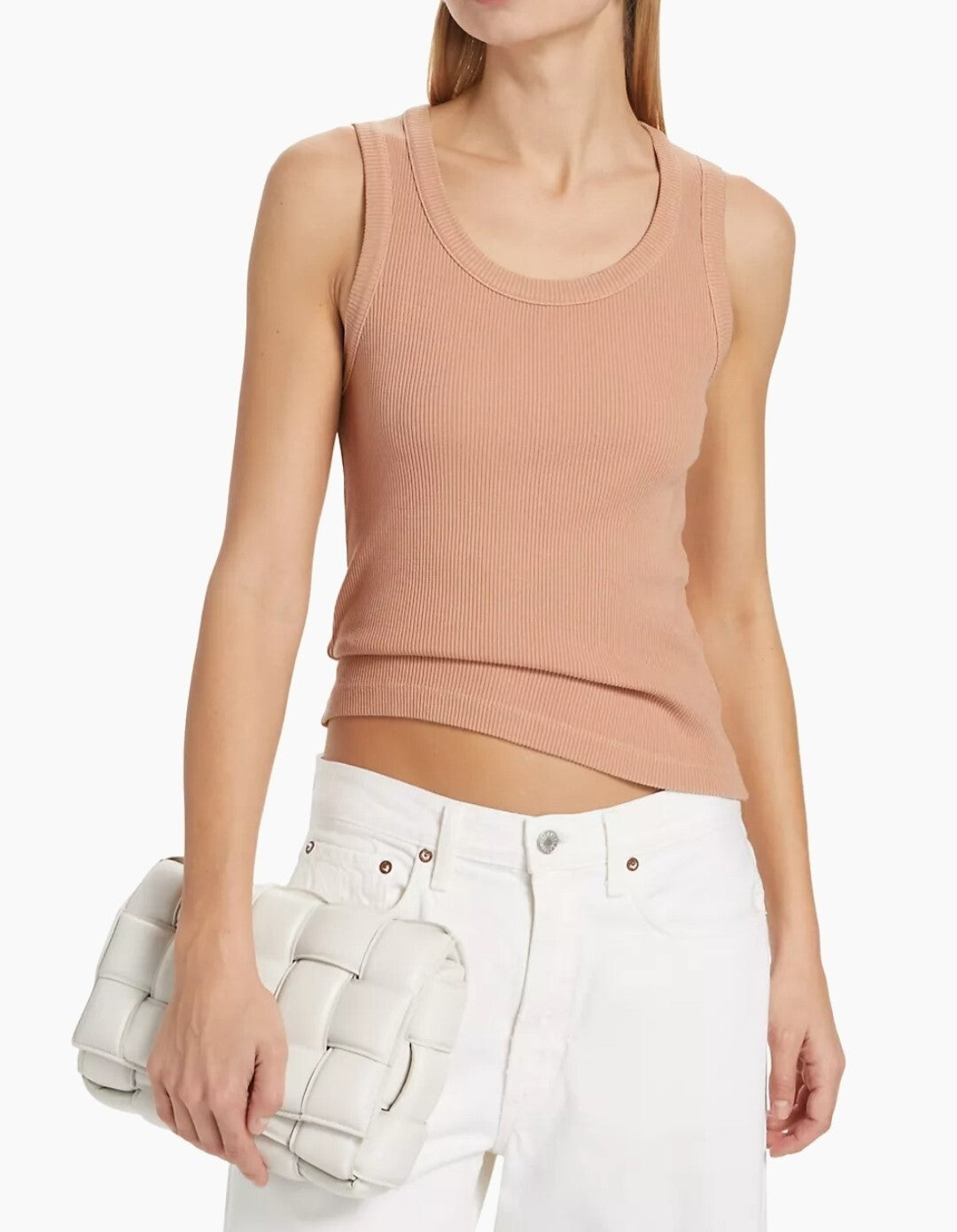 AGOLDE Poppy Scoop Rib Cotton Neck Tank Top Grapefruit NWOT Med $981