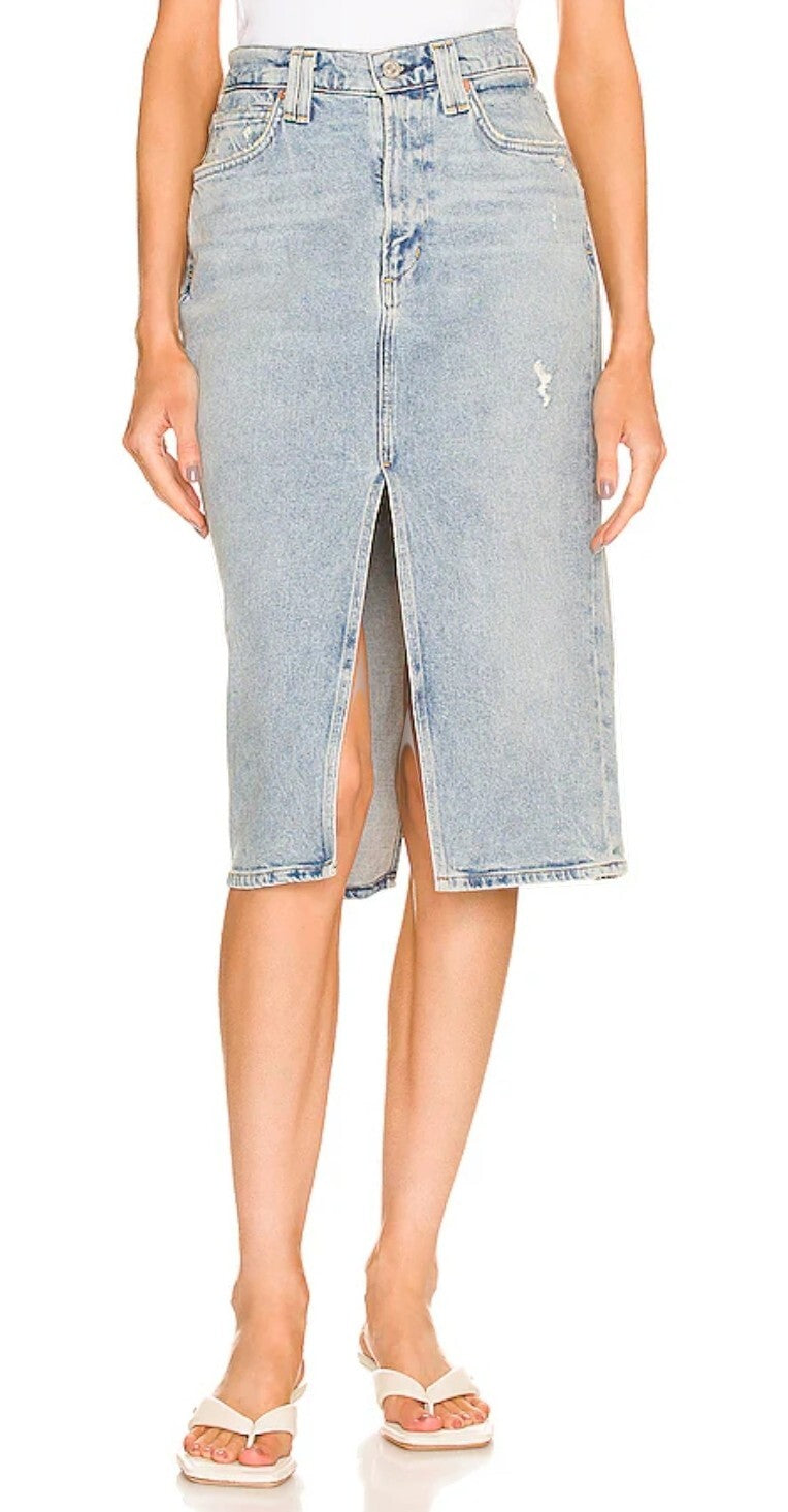 COH Citizens Of Humanity Bea Double Slit Skirt Denim Sz 27 Perella  NWT $1790