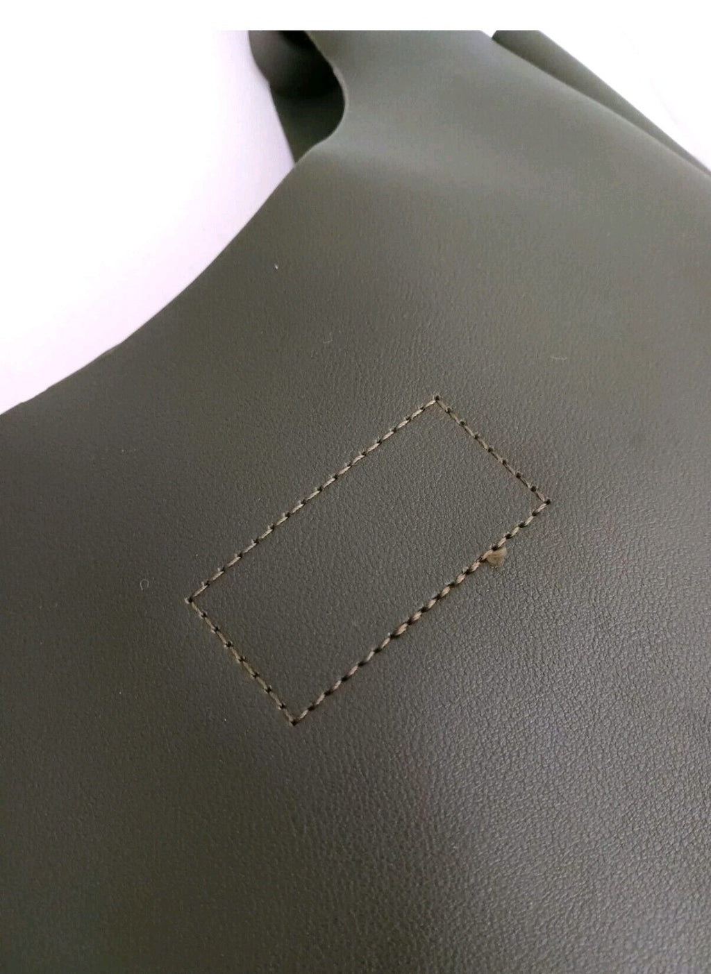 NEW Neiman Marcus Lg Tote Bag Olive Green Vegan Leather Open Top7