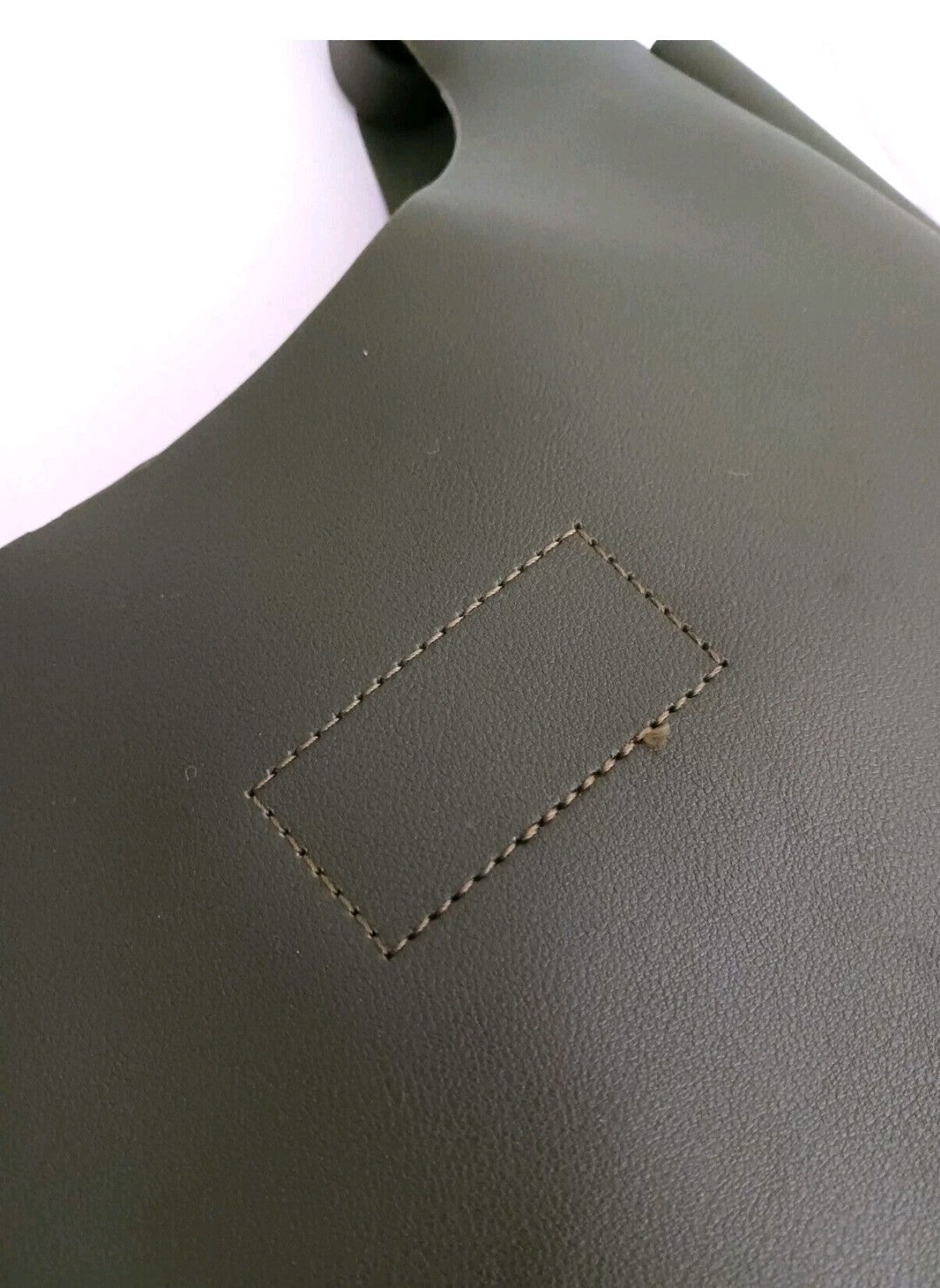 NEW Neiman Marcus Lg Tote Bag Olive Green Vegan Leather Open Top7