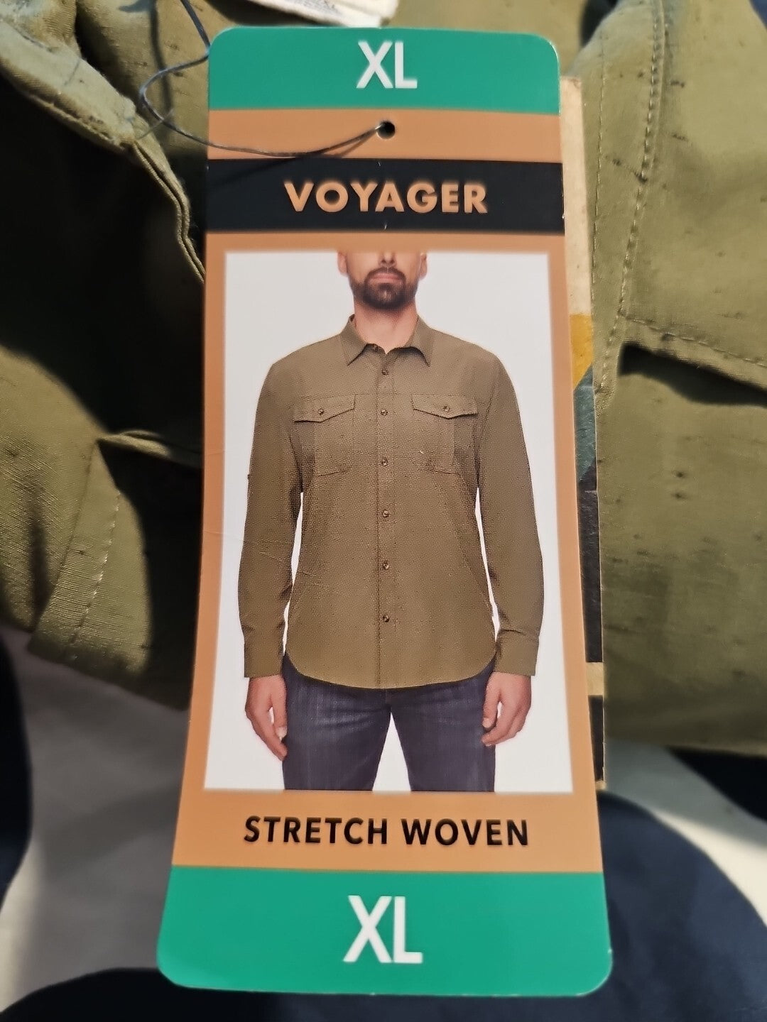 NWT Voyager Men's Button Down Stretch Woven Shirt Olive[ XL]0