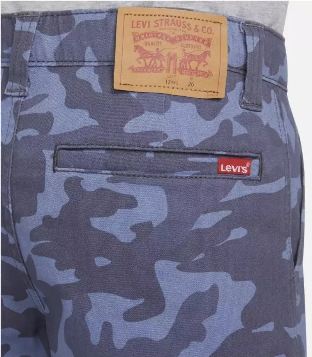 NEW Levi's Youth Boys' Cargo Shorts Blue Camo Size 12 Camouflage Levi Adjustable2