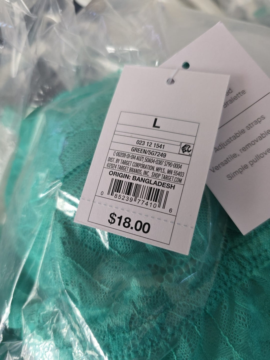 NWT~ Auden sz L Teal Pullover Longline Bralette Wireless Lightly lined Bra3