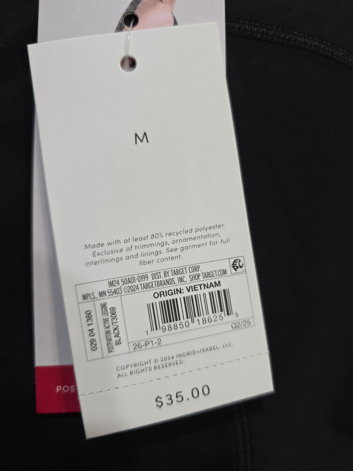 Ingrid & Isabel Postpartum Active Legging Women’s Black High Rise Maternity M2