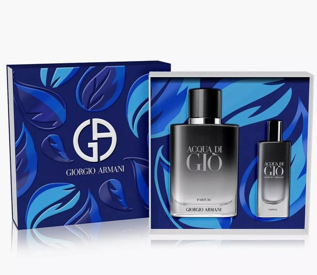 Acqua Di Gio Perfum Spray 3.4oz / 100 ml and 0.5 oz / 15 ml Parfum Travel Set1