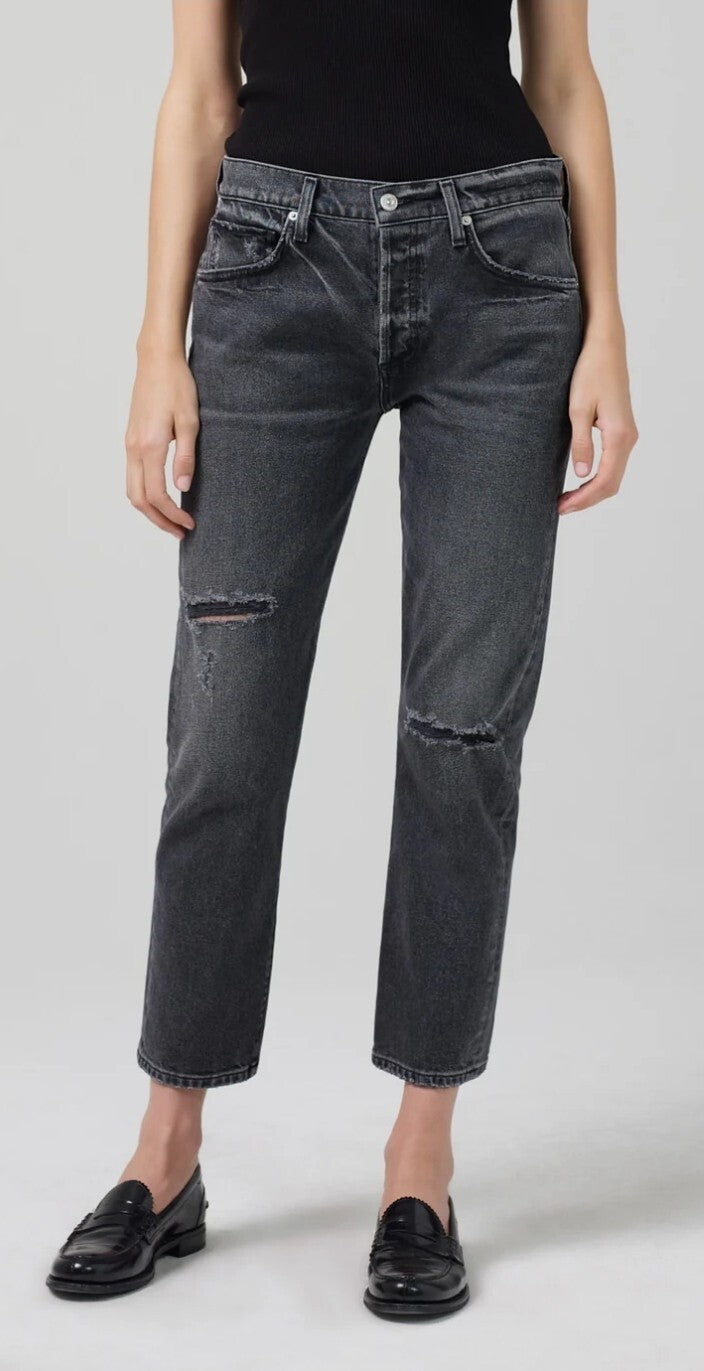 NWOT Citizens Of Humanity Emerson Mid Rise Relaxed Jeans Black Pepper Blk Sz. 274