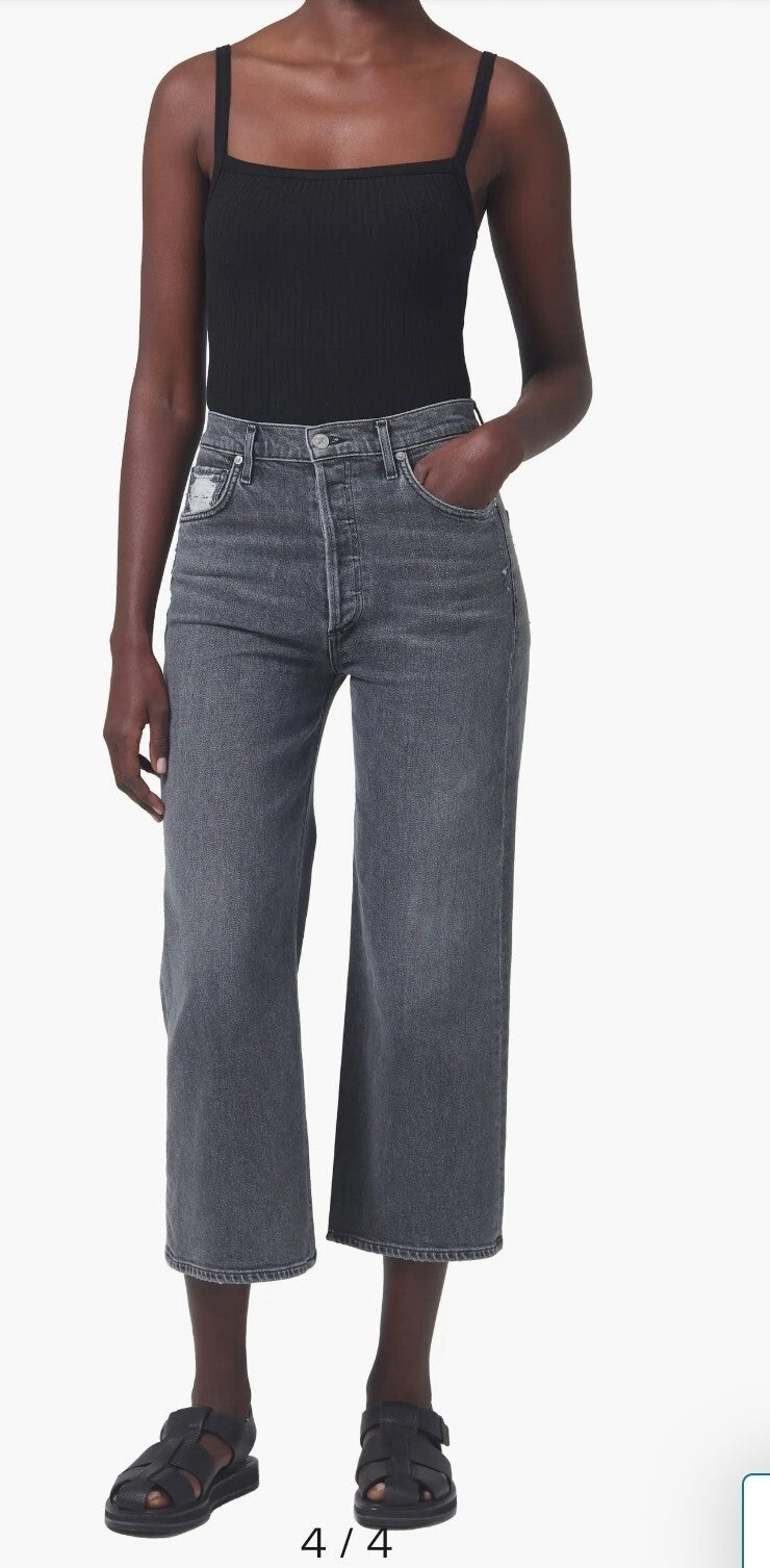 NWOT Citizens of Humanity Sacha High Rise Wide Leg Crop Jeans Denim Sz 27 3