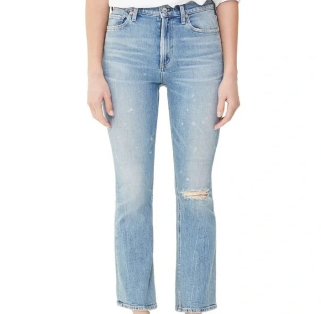 Citizens Of Humanity Demy Petite Cropped Flare 31 Stargazer Distressed COH 2