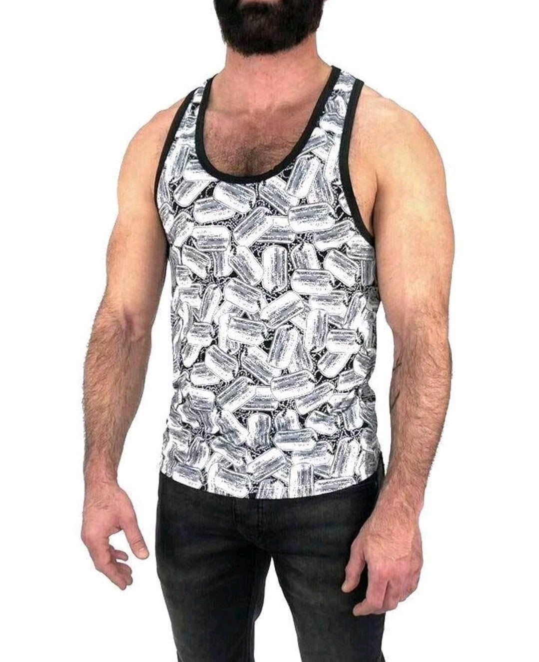 Nasty Pig Dog Tag Tank Top NWT Black/White Sz XXL  Gay Intrest 2XL 0