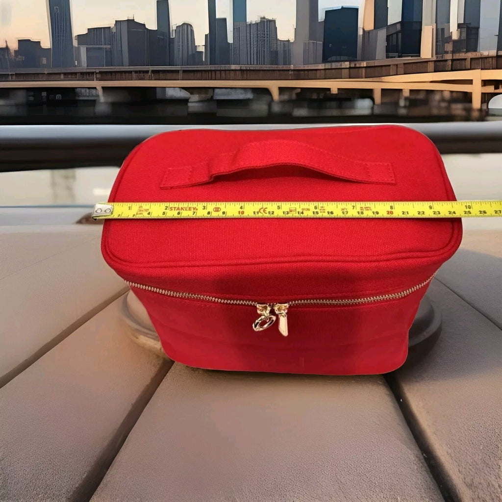 CAROLINA HERRERA Makeup Vanity Case Red Toiletry Pouch Cosmetic Bag CH NEW YORK 3