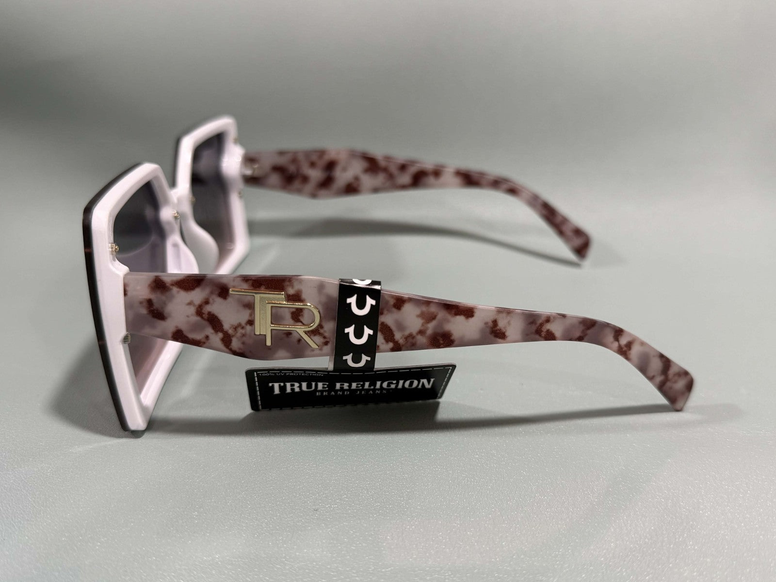 New Original TRUE RELIGION Square Sunglasses Mirrored White TR TR57233 NWT 90's3