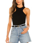 Agolde Womens Bea Tank Top Black Small Stretch Ribbed Minimalist A7112-13870