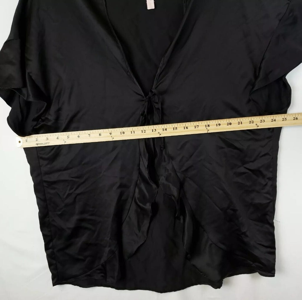 Victorias Secret Robe Kimono Wrap One Size Black Ruffle Sleeve NWT5