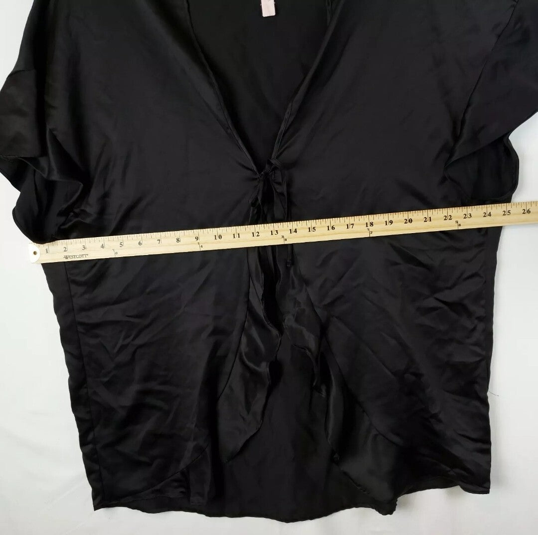 Victorias Secret Robe Kimono Wrap One Size Black Ruffle Sleeve NWT5