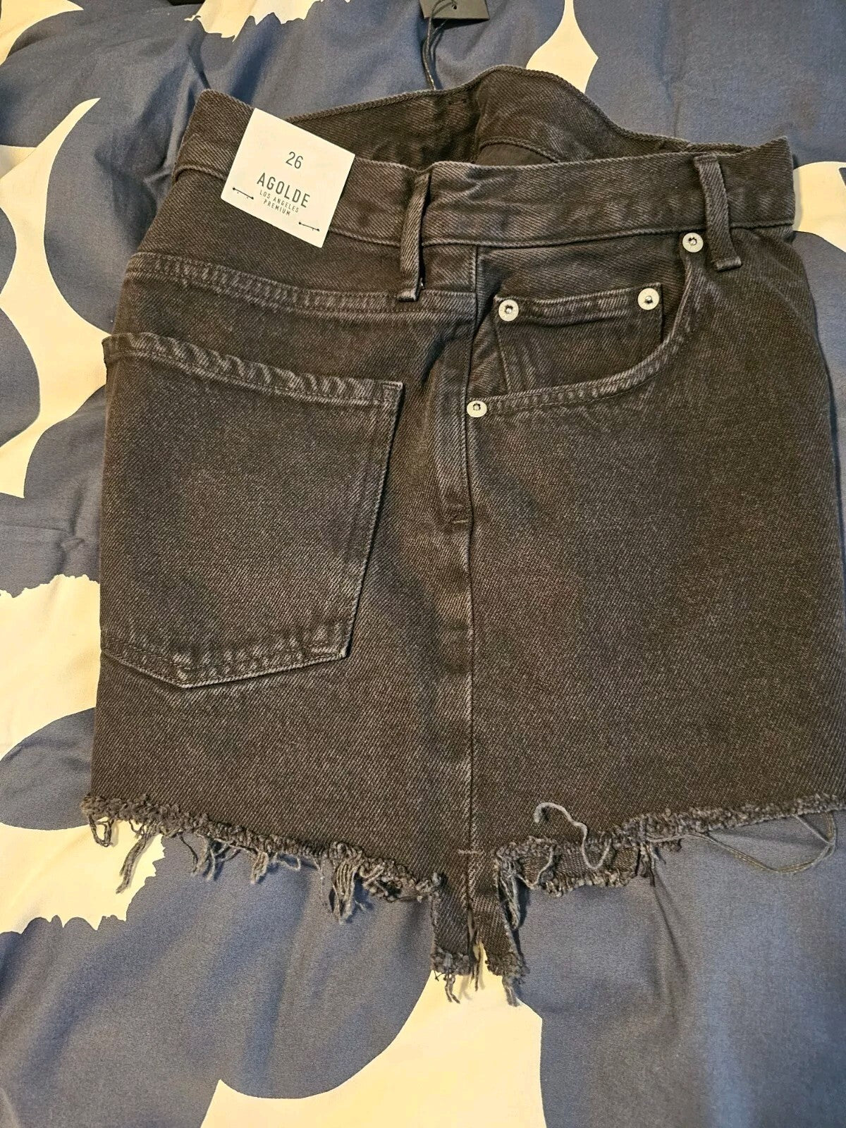 NWT Agolde Aritzia Dee Super High Rise Shorts In Tidal Size 26 Blk Cut Off 4