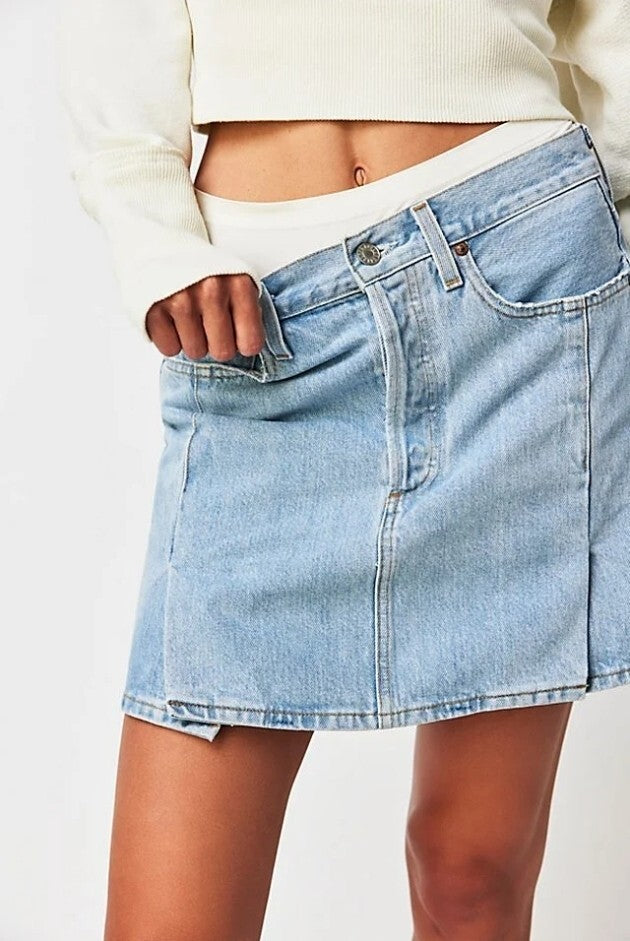 Agolde Women's Slice Organic Cotton Denim Mini Skirt In Sequence 272