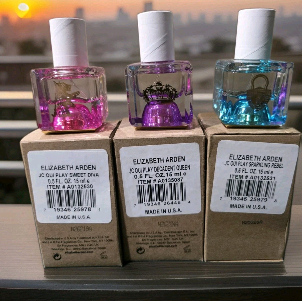 Juicy Couture OUI Play 3pc Stackable Perfume Set Sweet Diva Decadent Queen Rebel1