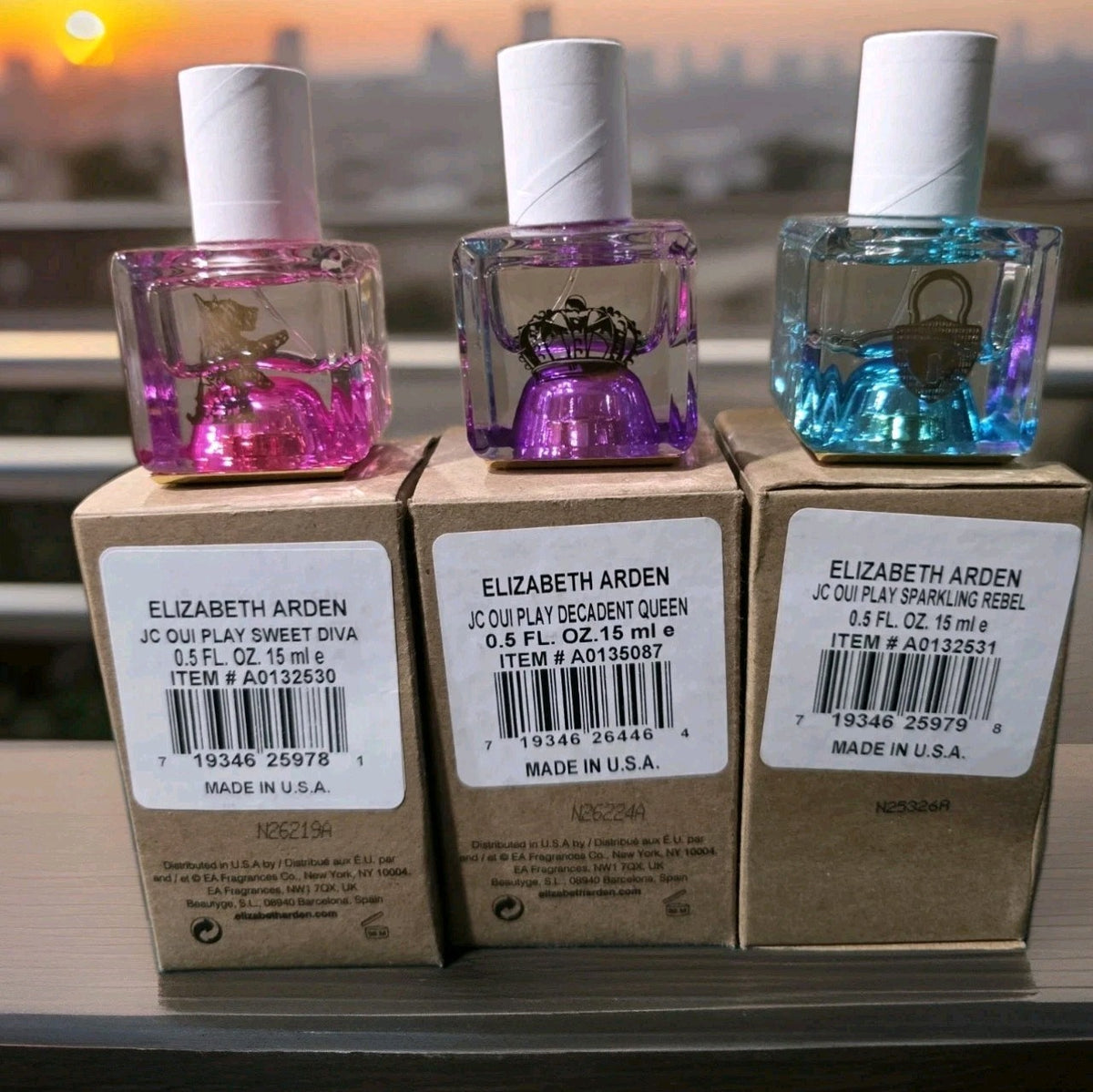 Juicy Couture OUI Play 3pc Stackable Perfume Set Sweet Diva Decadent Queen Rebel1