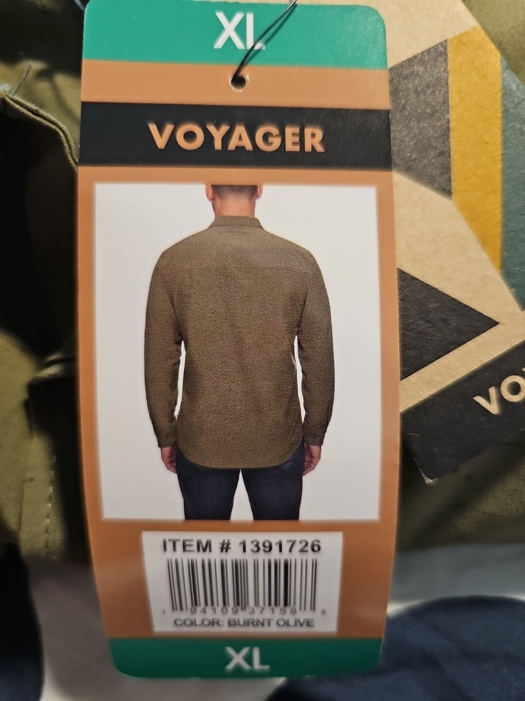 NWT Voyager Men's Button Down Stretch Woven Shirt Olive[ XL]1