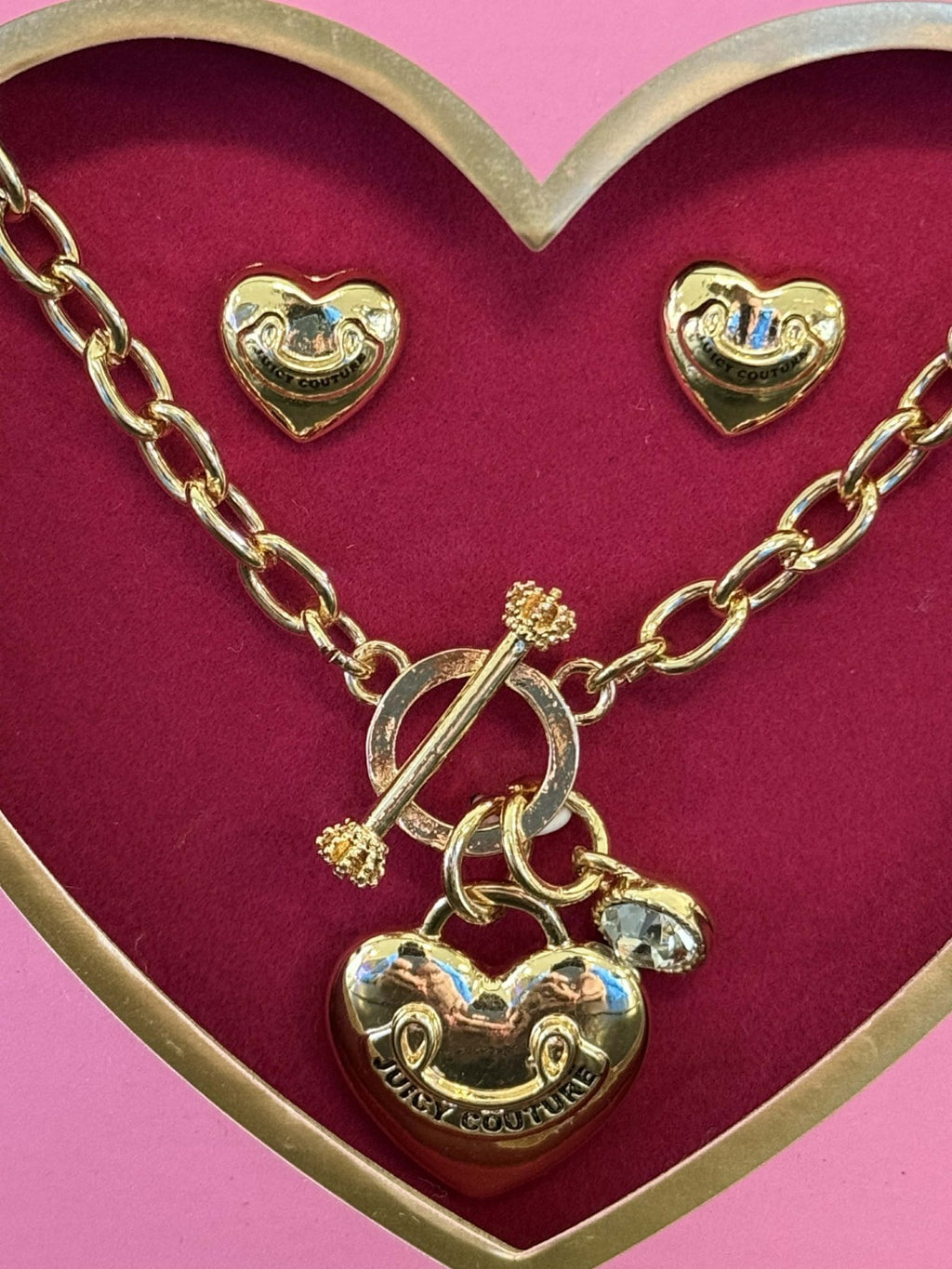 NWT Juicy Couture Womens Fashion Bling Charm Chain Necklace Earrings Set ️ ️1