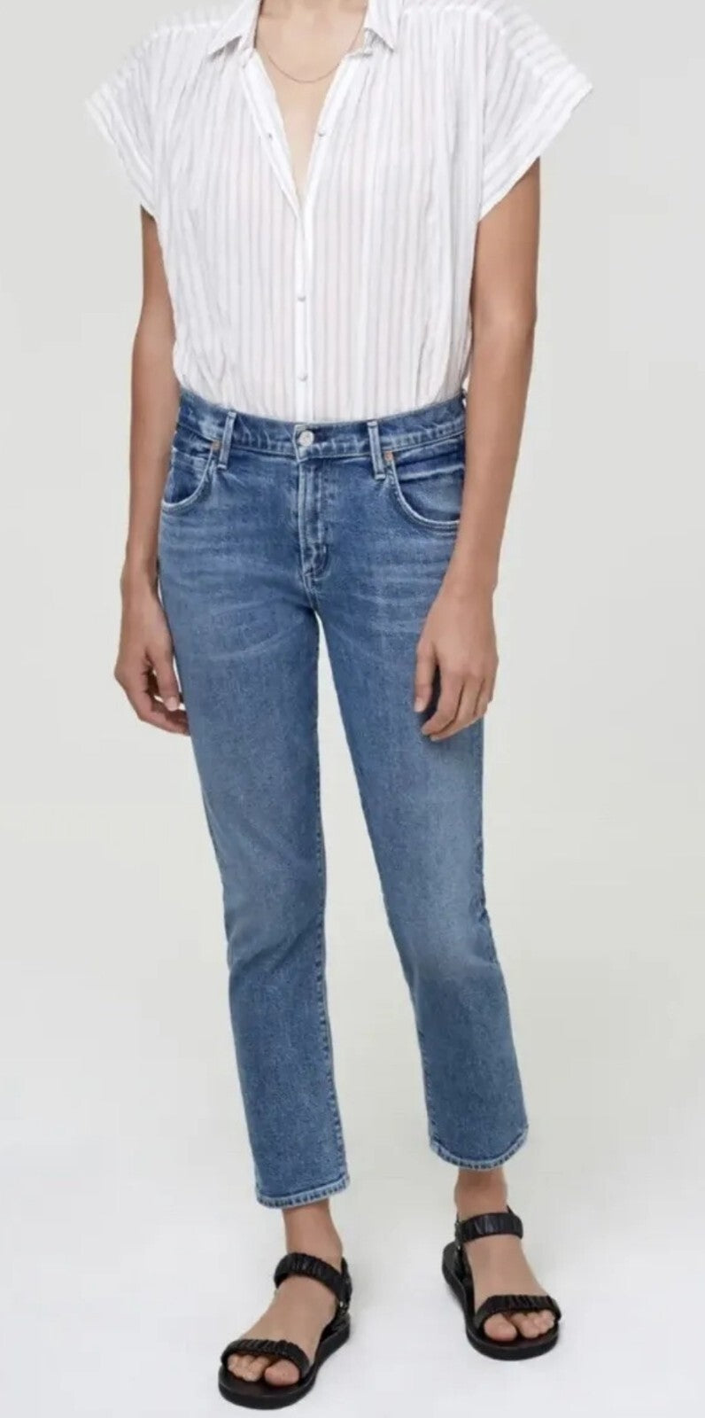 Citizens Of Humanity Elsa Mid Rise Slim Fit Crop Jeans New Size 27 Cadence Distr6