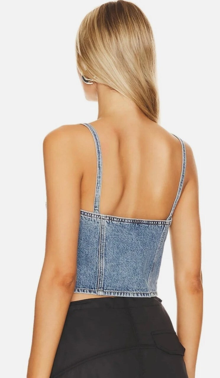 Agolde Lola Denim Crop TOP Women's In TEMOR BUSTIER Size XSmall XS3