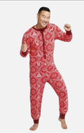Magnolia Pajamas Union Suit Mens XXL Reindeer Good Tidings Red Cream 0