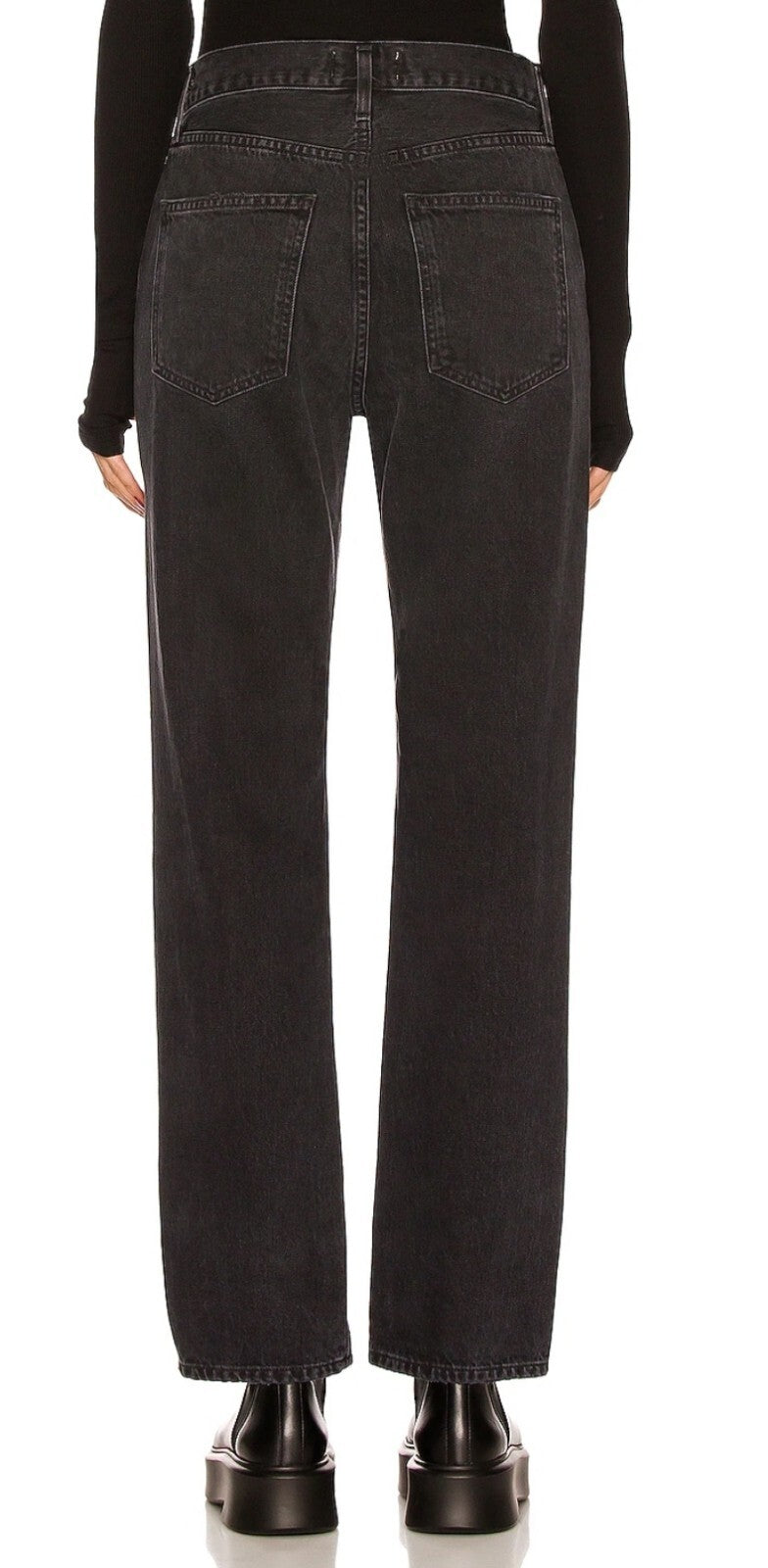 $219 Agolde Women Black Lana Slice Relaxed Straight Leg Denim Pants Jeans Sz 272