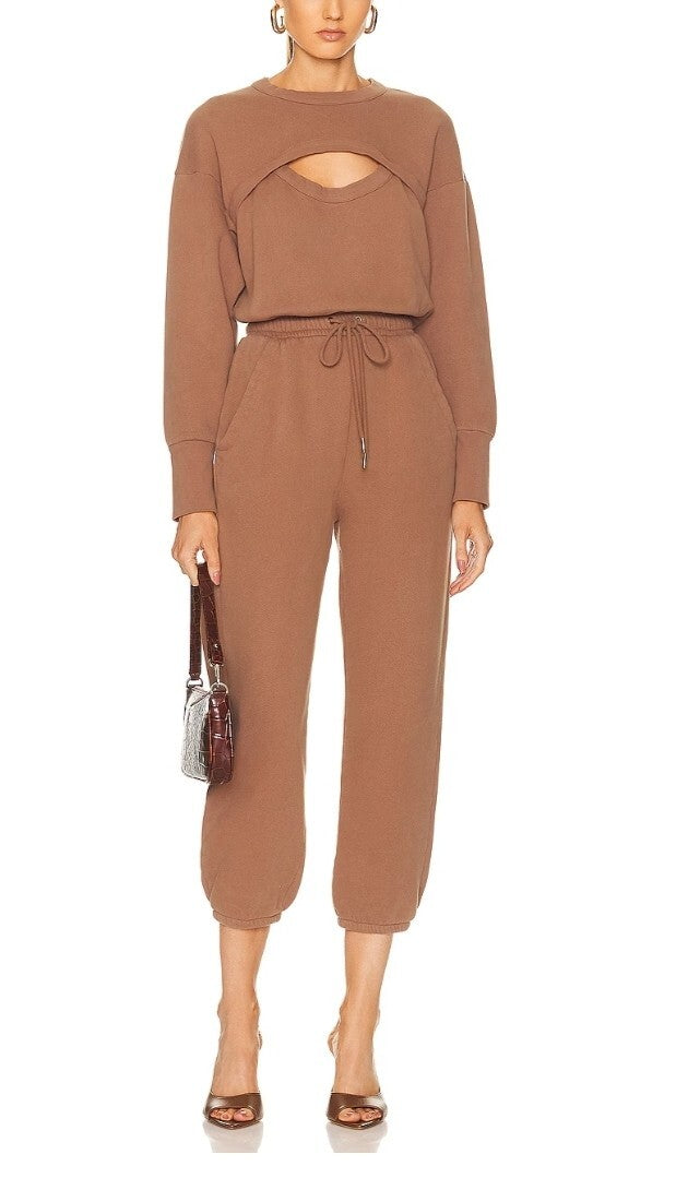 $348 Citizens of Humanity Retreat Franki Fleece Jumpsuit Sz Sm In Butterscotch 0