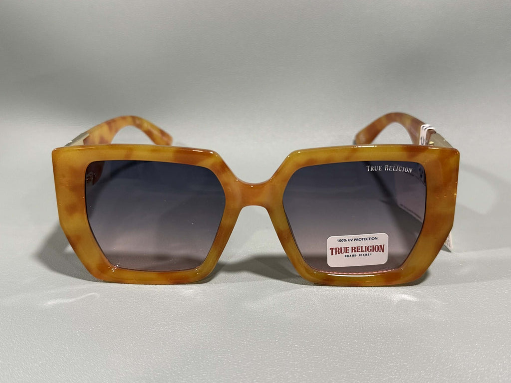 New Original TRUE RELIGION Square Sunglasses Tinted / Gold Accent TR56439XK0