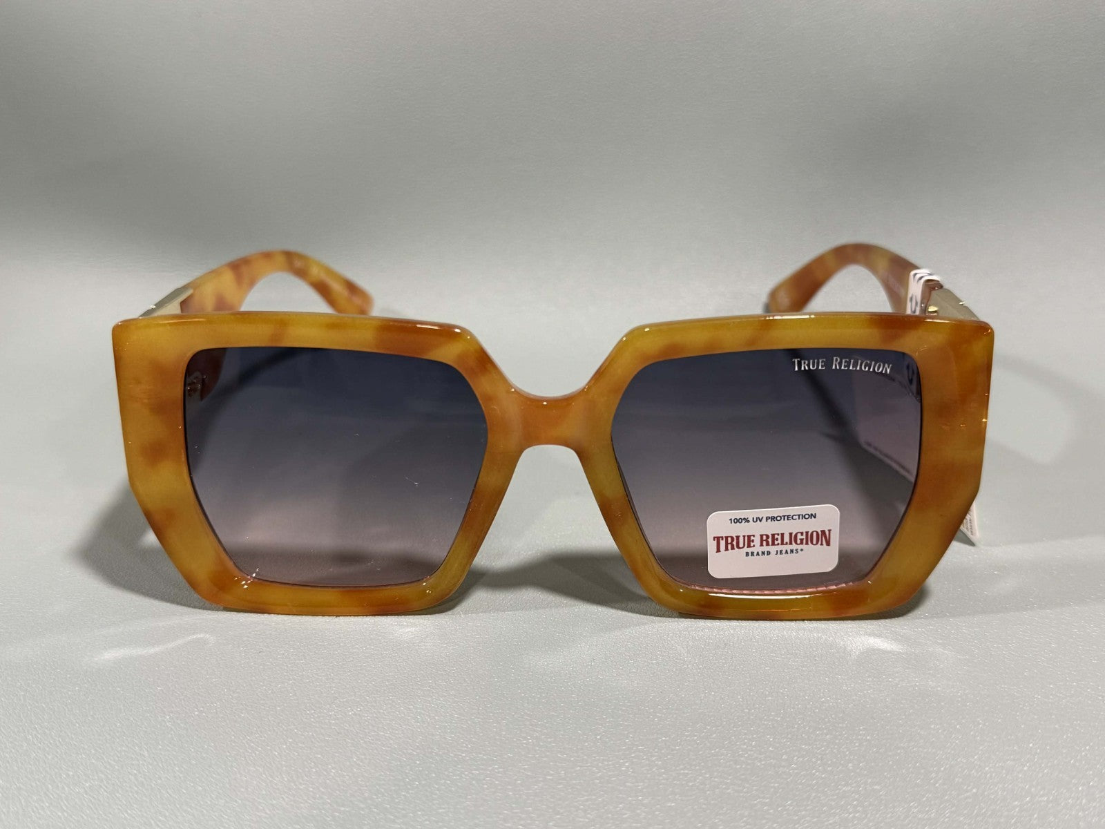 New Original TRUE RELIGION Square Sunglasses Tinted / Gold Accent TR56439XK0