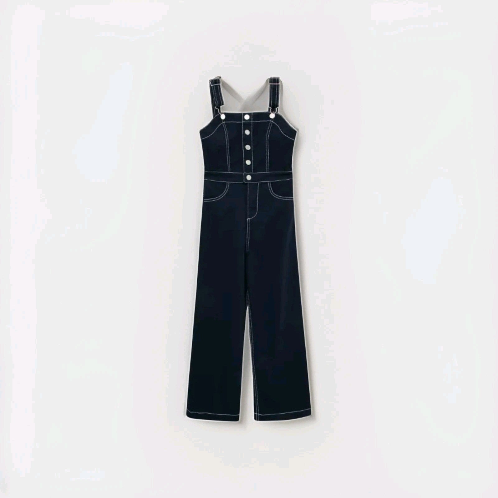 NWT Habitual Kid Girls Blue w/White Thread Overalls Size 16 Nieman Marcus 0