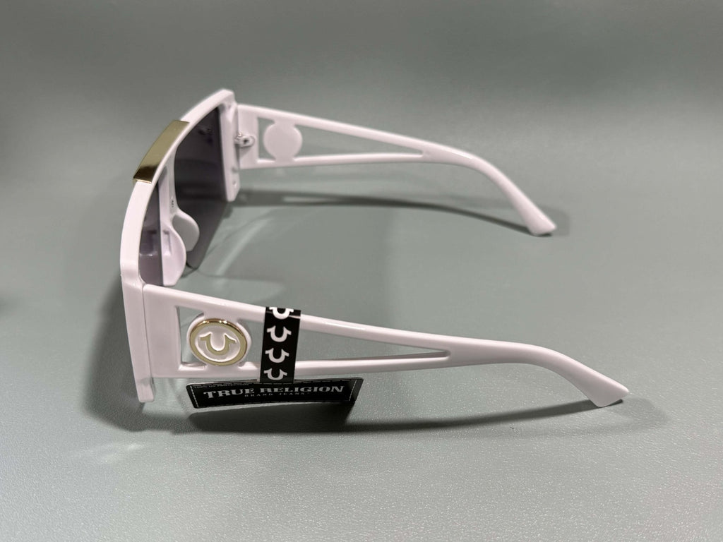 New Original TRUE RELIGION Square Sunglasses Mirrored Gold White TR56852XK2