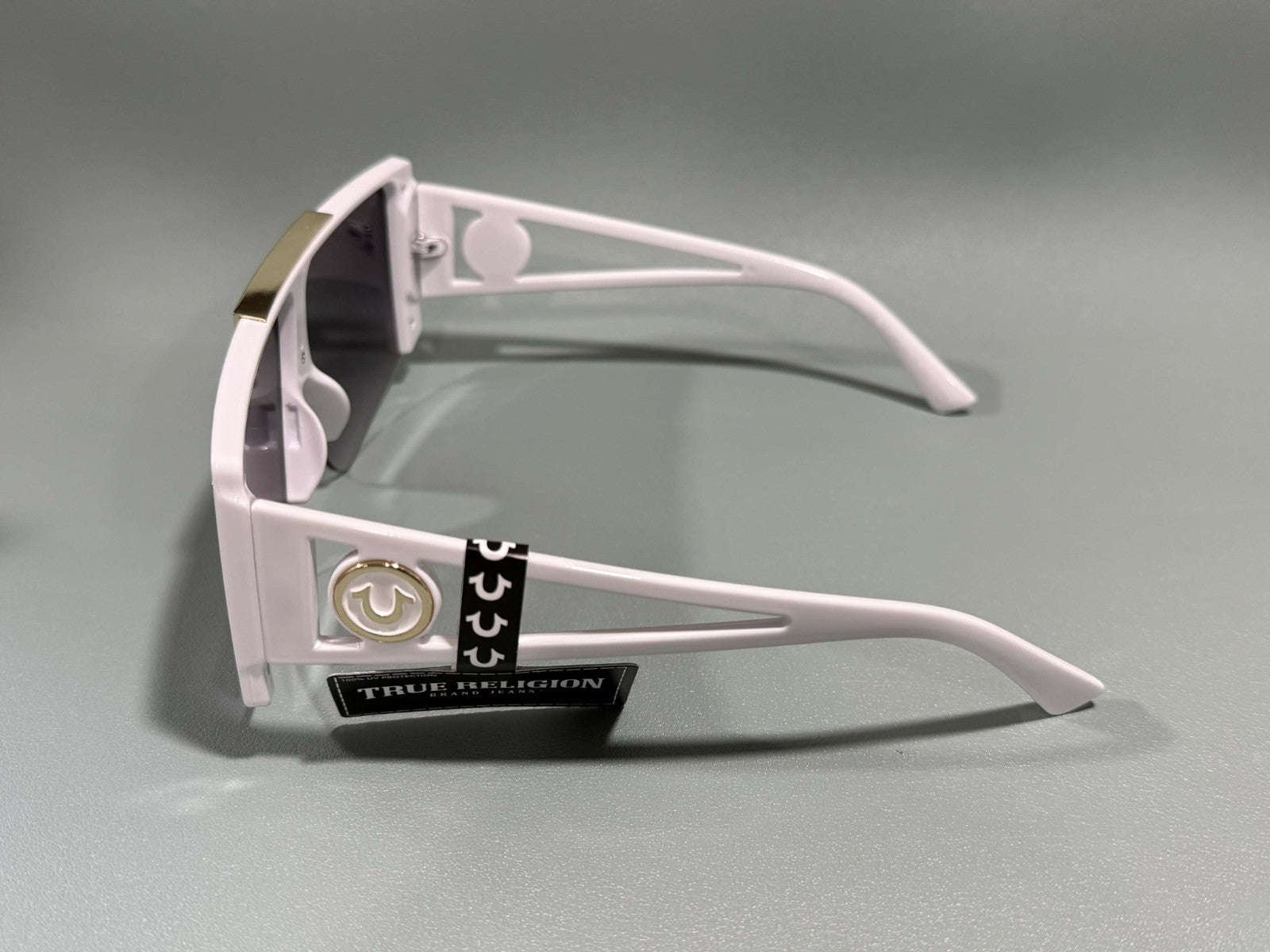 New Original TRUE RELIGION Square Sunglasses Mirrored Gold White TR56852XK2